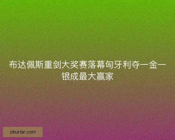 布达佩斯重剑大奖赛落幕匈牙利夺一金一银成最大赢家